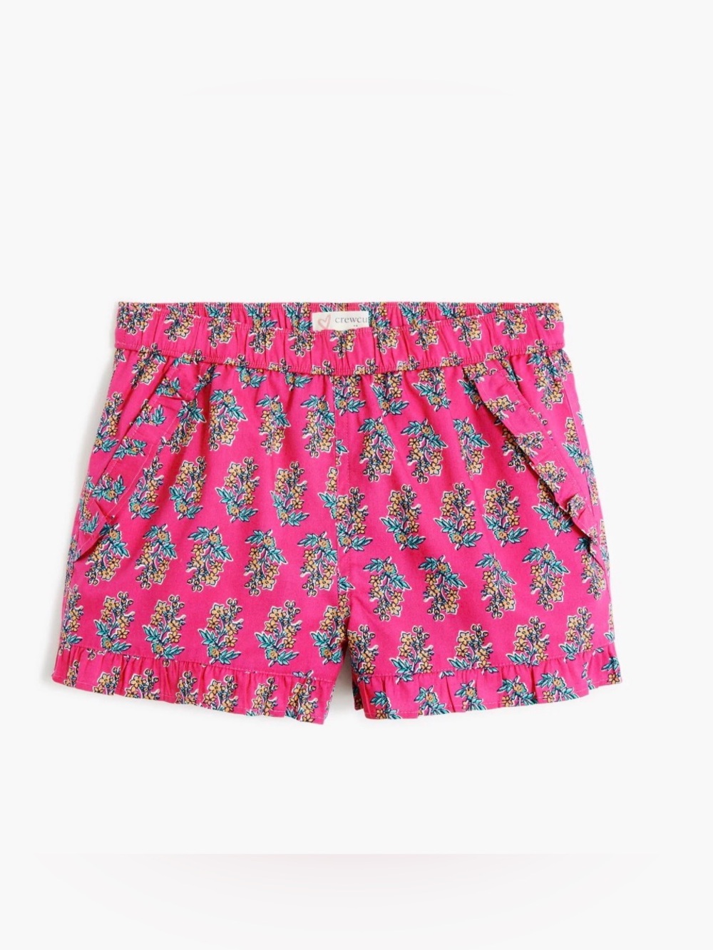 NWT Crewcuts Girls' printed pull-on short pink floral block print ruffles size 8